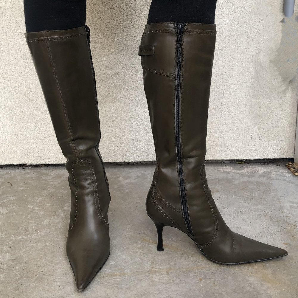 Size 8.5 Italian leather knee high  dress boots